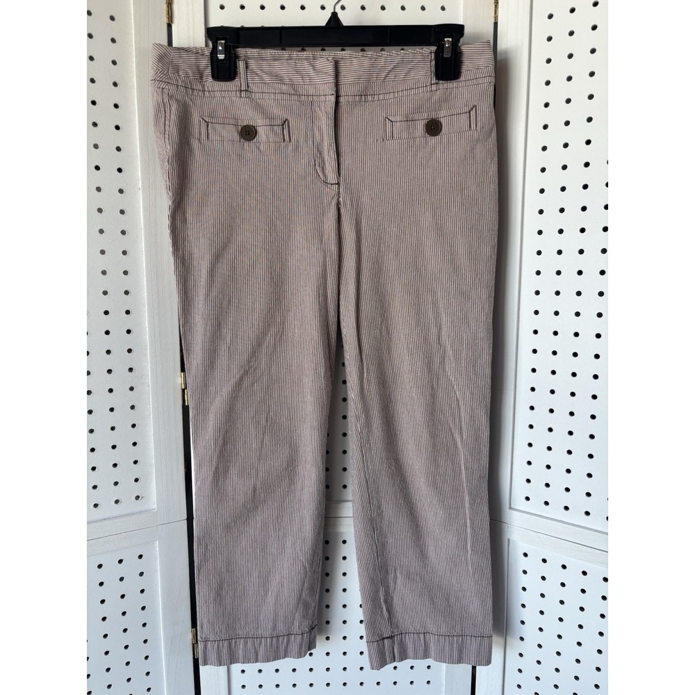 Ann Taylor Loft Marisa Cropped Pant Red Striped Size 4